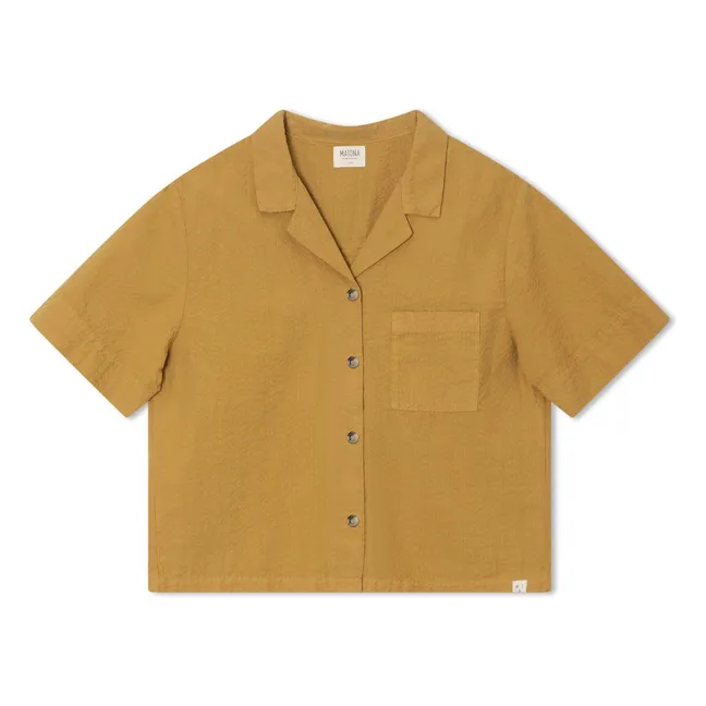 Chemise Seersucker Coton Bio | Jaune moutarde
