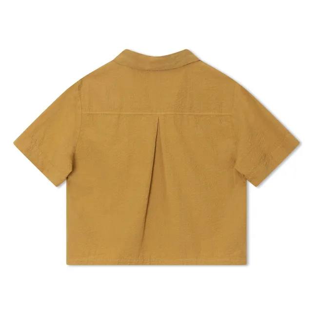 Seersucker organic cotton shirt | Mustard