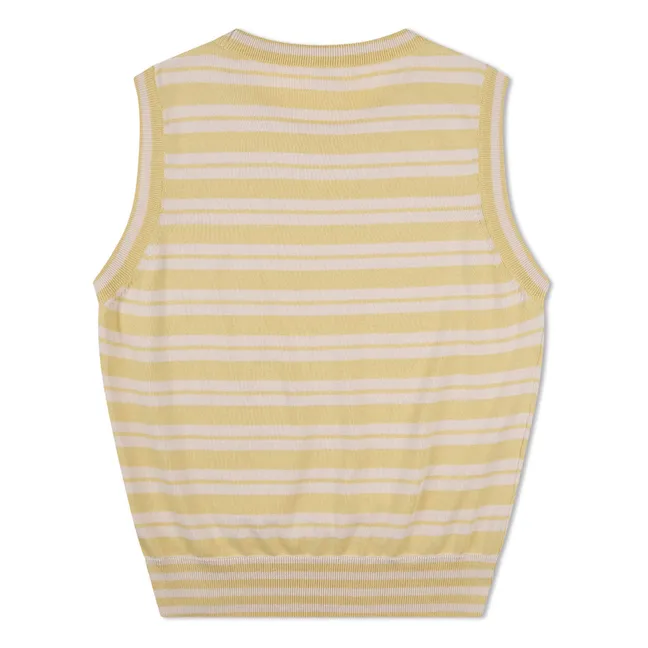 Organic cotton striped fine knit tank top | Pale yellow