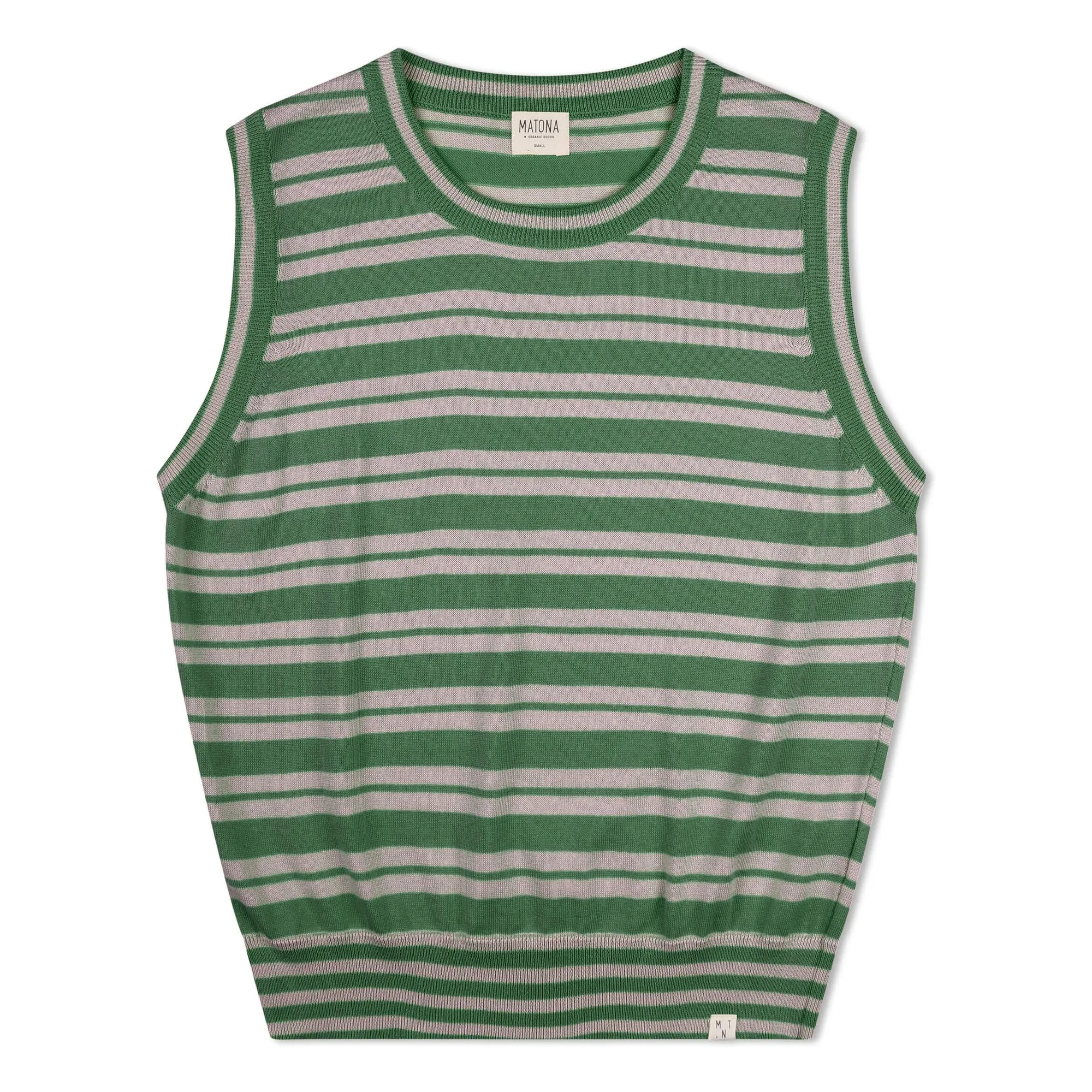 Matona Green Organic Cotton Striped Fine Knit Tank Top