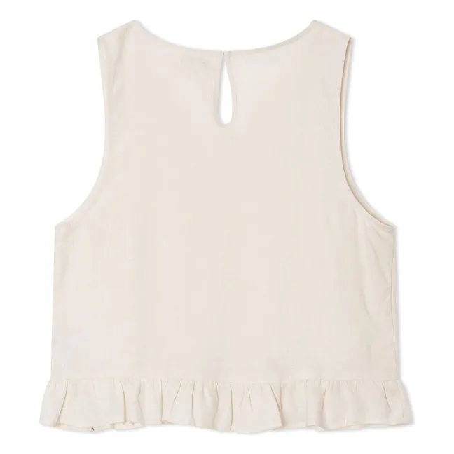 Top Gathered Linen | White