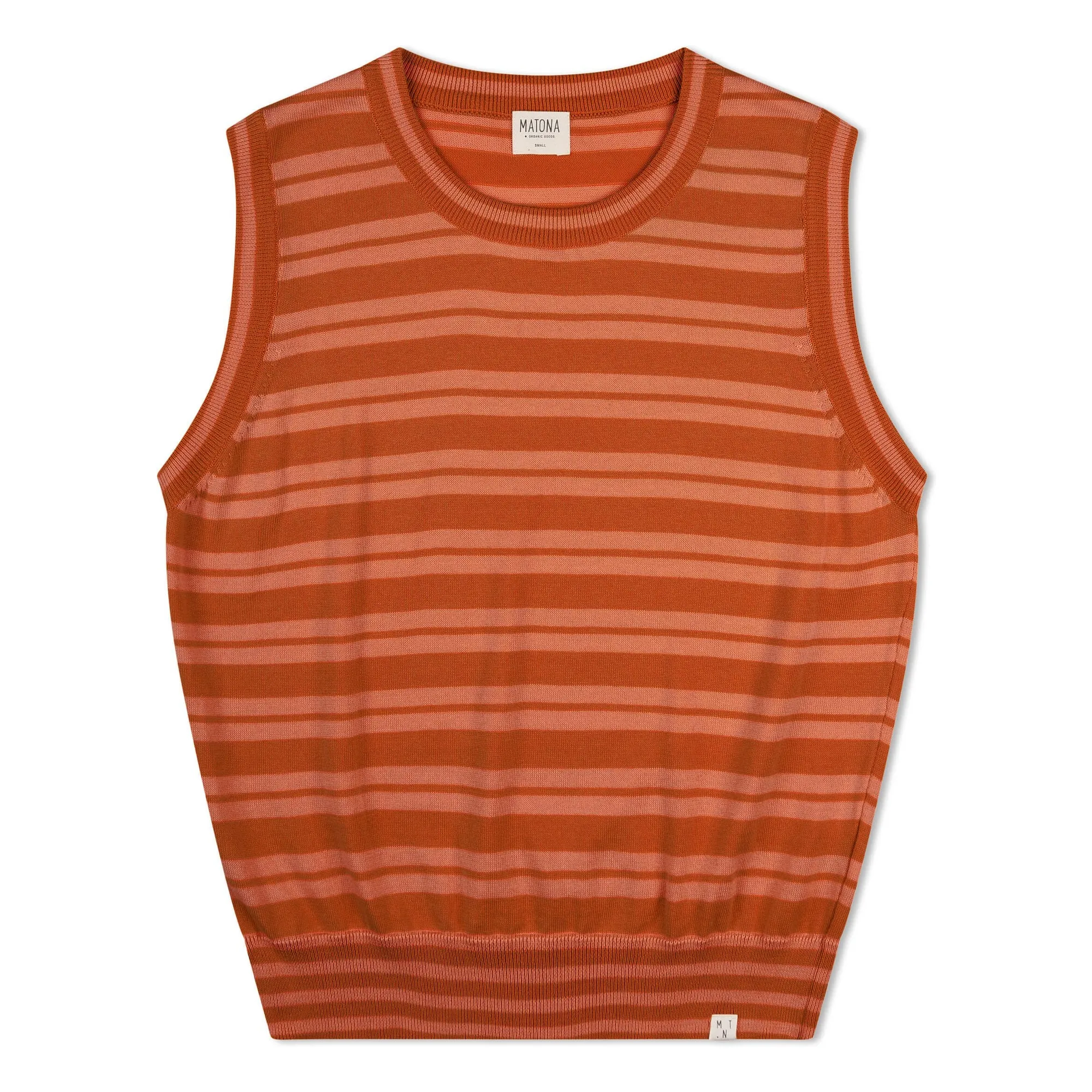 Matona Dark Red Organic Cotton Striped Fine Knit Tank Top