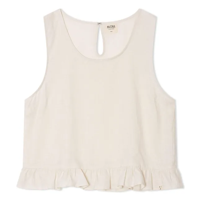 Top Gathered Linen | White