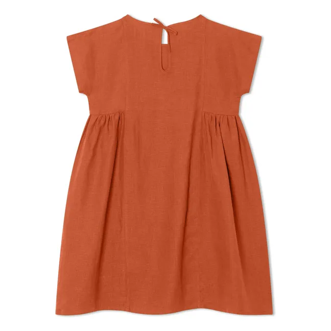 Boxy Linen Mi-Long Dress | Dark green