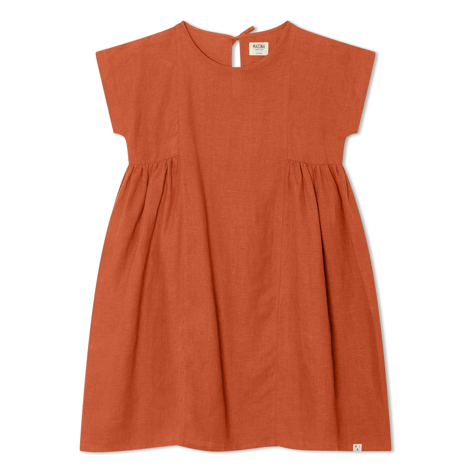 Matona Dark Green Boxy Linen Mi-Long Dress