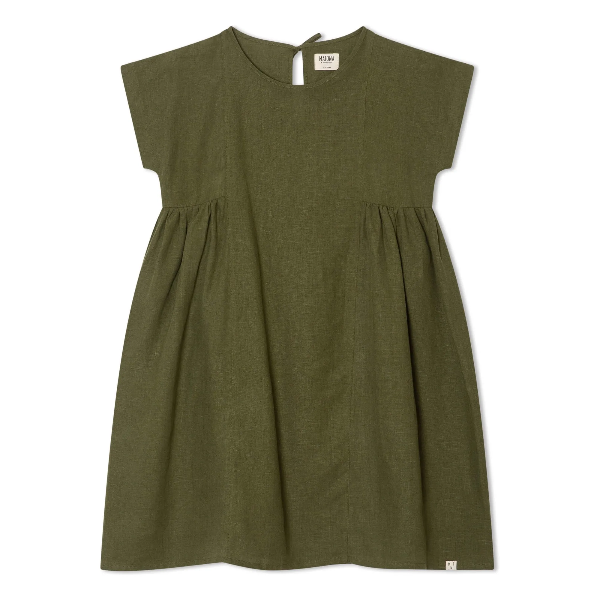 Matona Olive Boxy Linen Mi-Long Dress