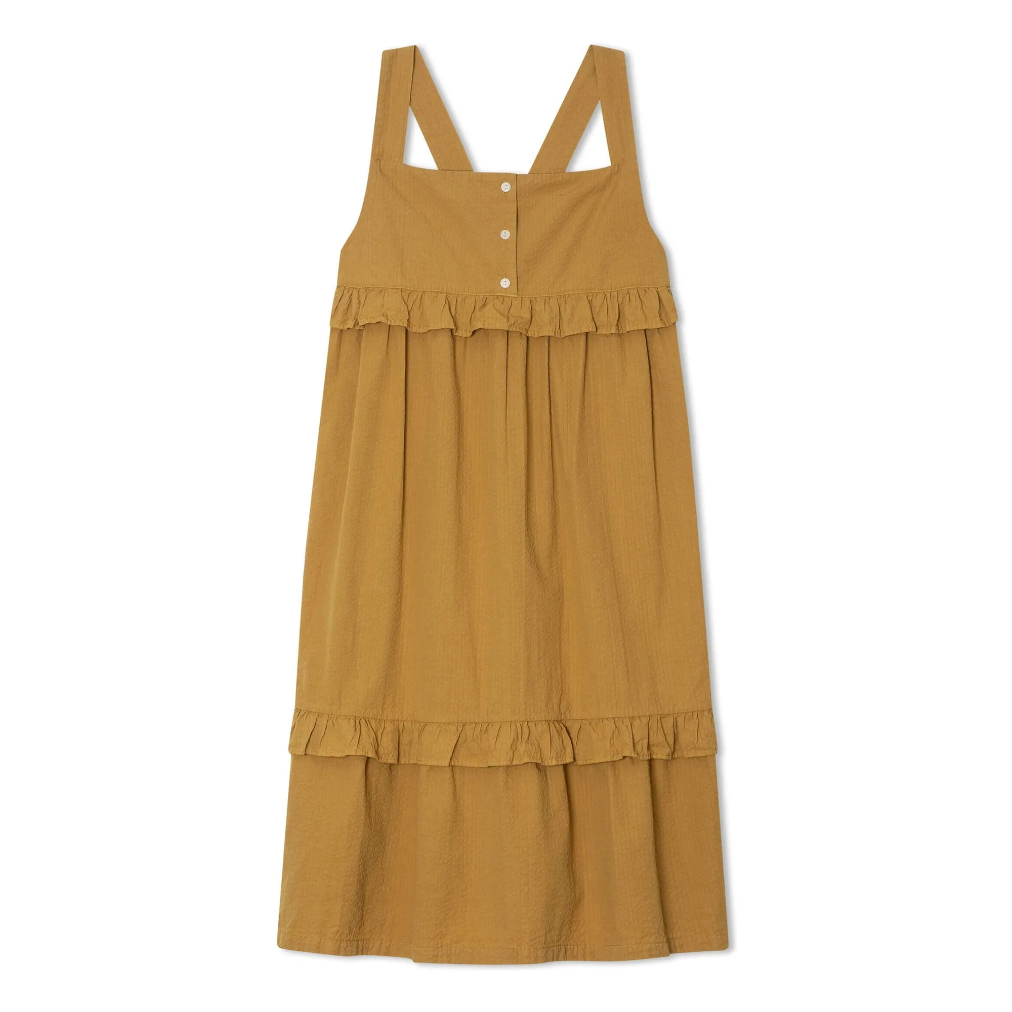 Matona Mustard Mi-Long Frill Dress Organic Cotton