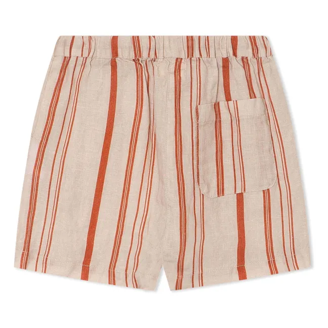 Classic Striped Linen Shorts | White