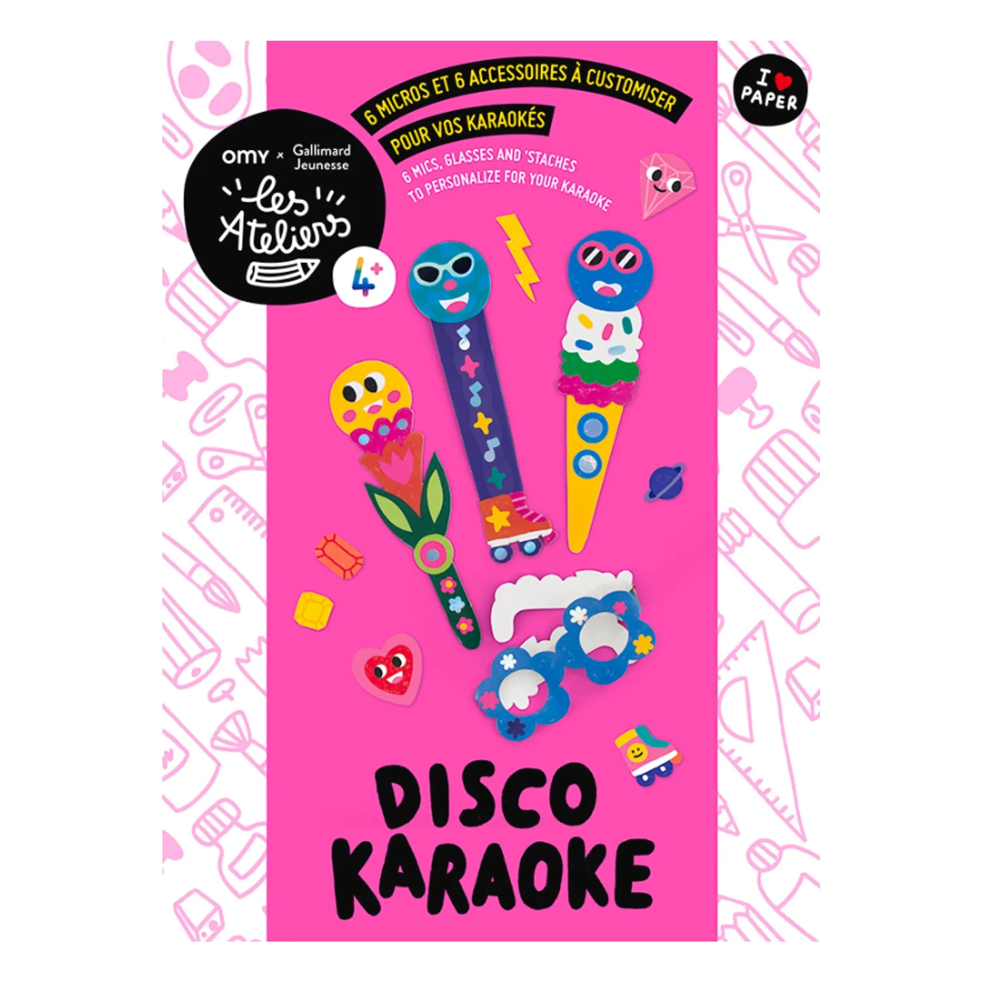 Omy X Gallimard Jeunesse Multicoloured Kit Of 6 Customizable Microphones And Accessories