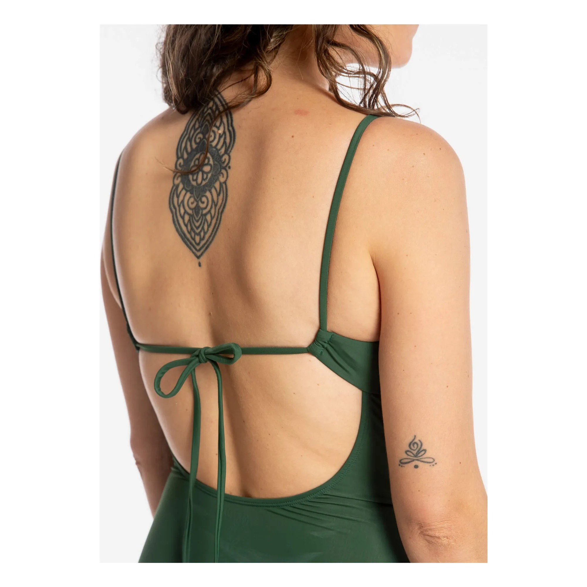 Maillot 1 pièce Col V Fibres Recyclées | Vert sapin- Image produit n°6