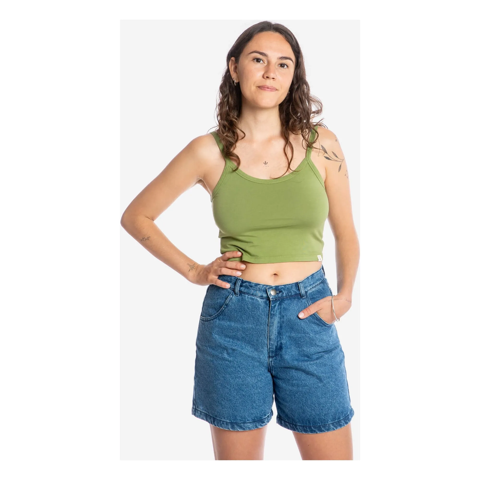 Matona Olive Organic Cotton Crop Tank Top