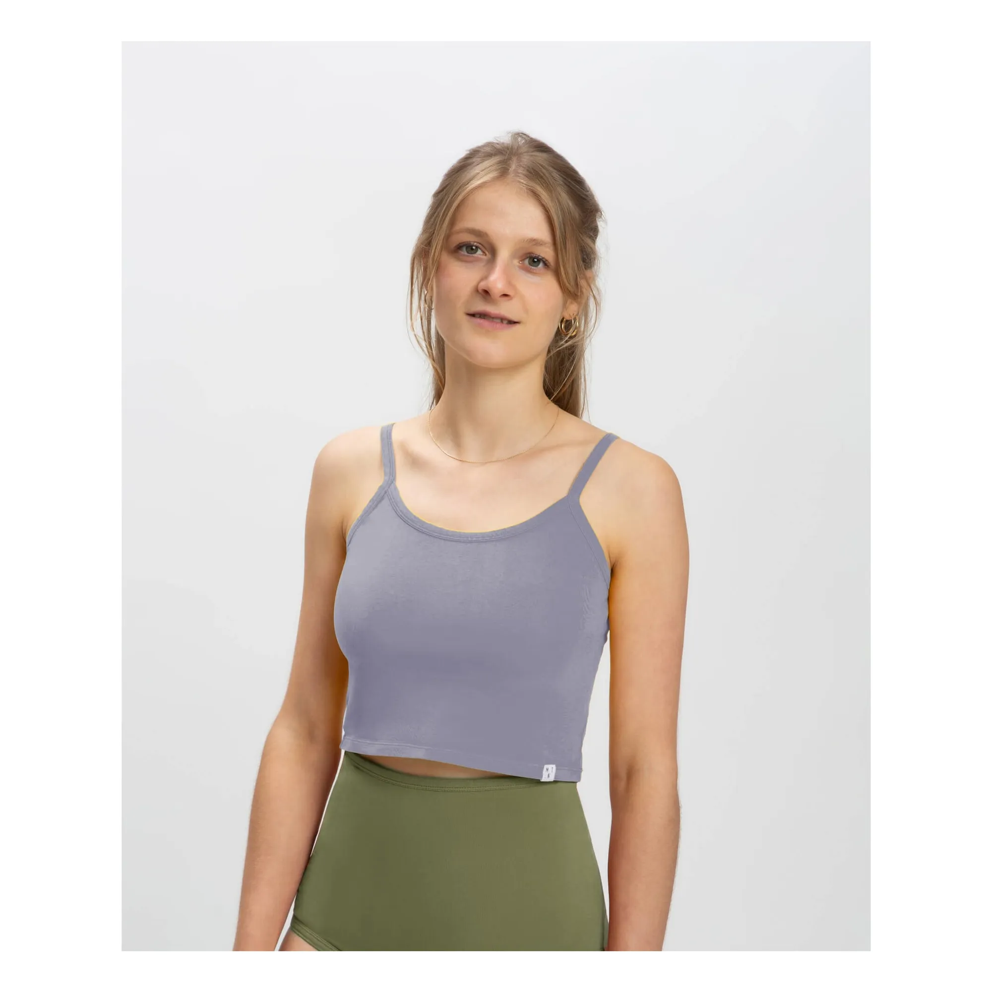 Matona Grey Blue Organic Cotton Crop Tank Top