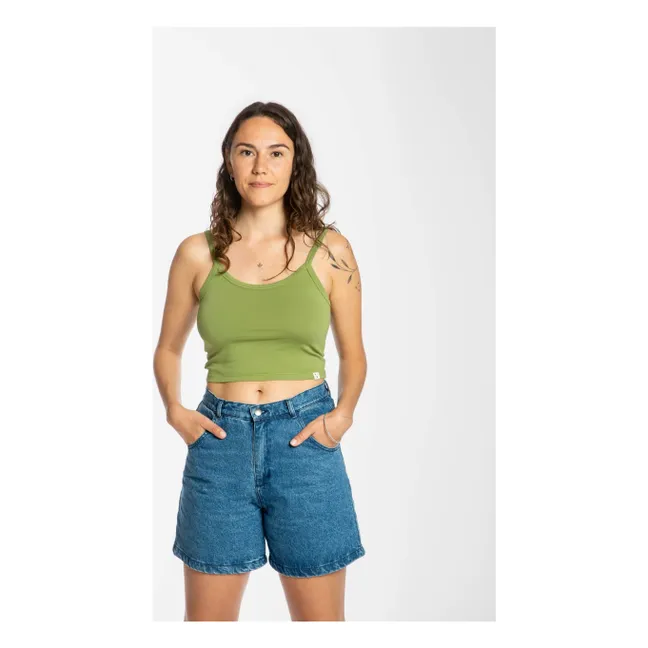 Organic Cotton Crop Tank Top | Olive