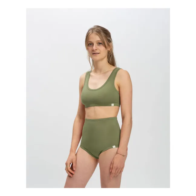 Plain organic cotton bra | Olive