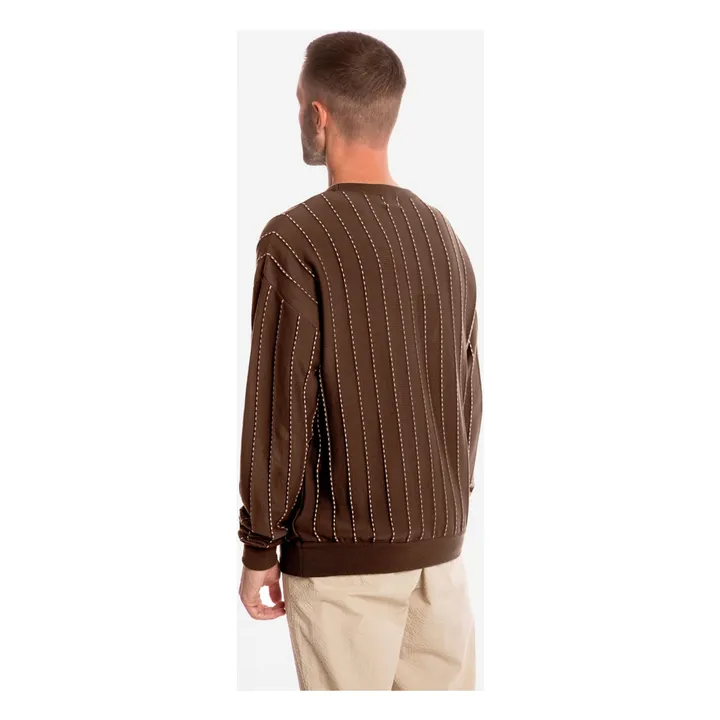 Striped Organic Cotton Field Sweater | Brown- Product image n°1
