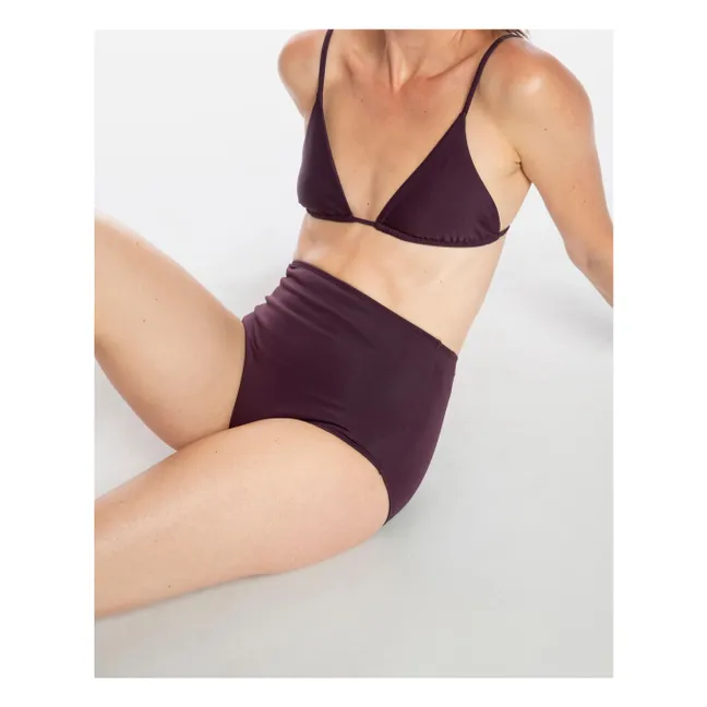 Haut de Maillot Triangle Fibres Recyclées | Aubergine