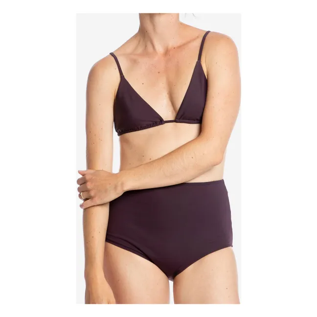 Haut de Maillot Triangle Fibres Recyclées | Aubergine