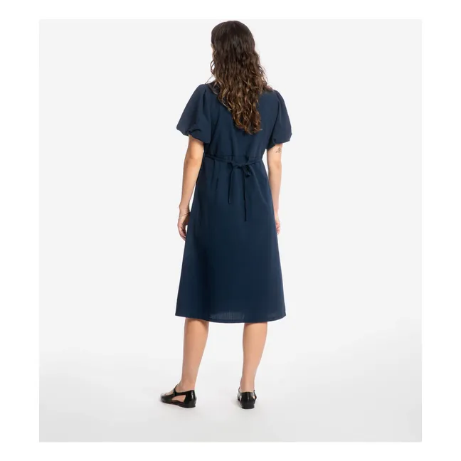 Mi-Long Organic Cotton Dress | Navy blue