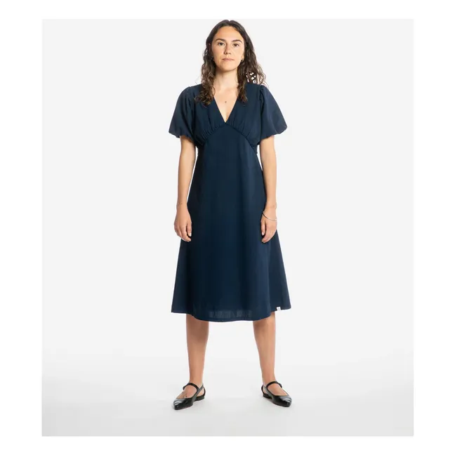 Robe Mi-Longue Coton Bio | Bleu marine