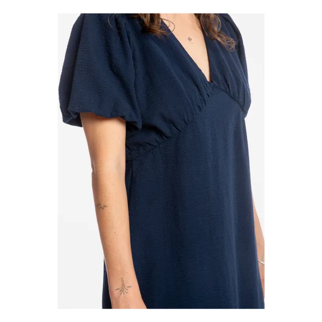 Vestido largo de algodón ecológico | Azul Marino