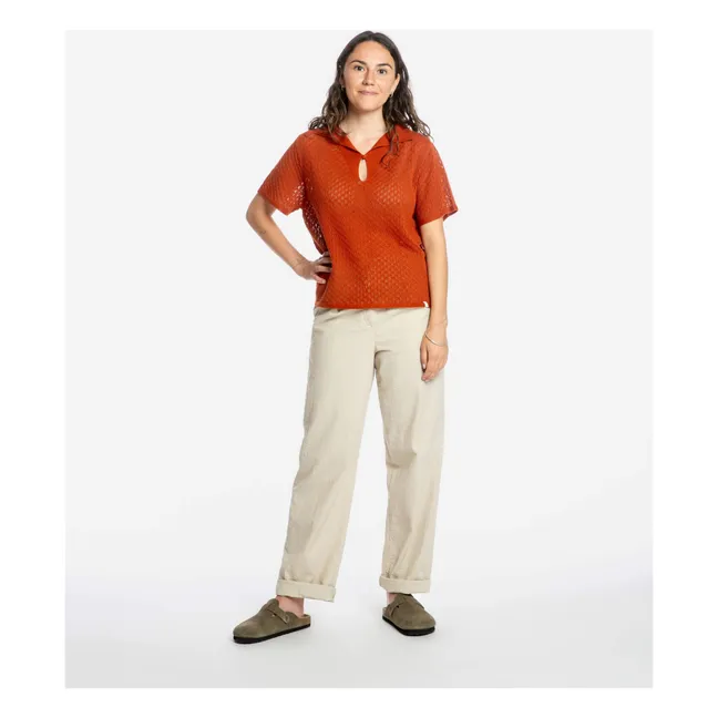 Pantalon Plissé Uni Coton Bio | Sable
