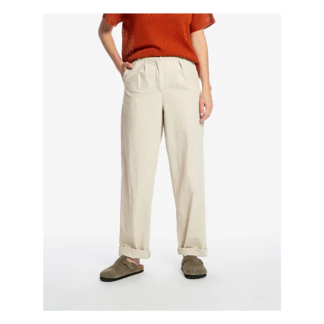 Pantalón plisado liso de algodón orgánico | Arena