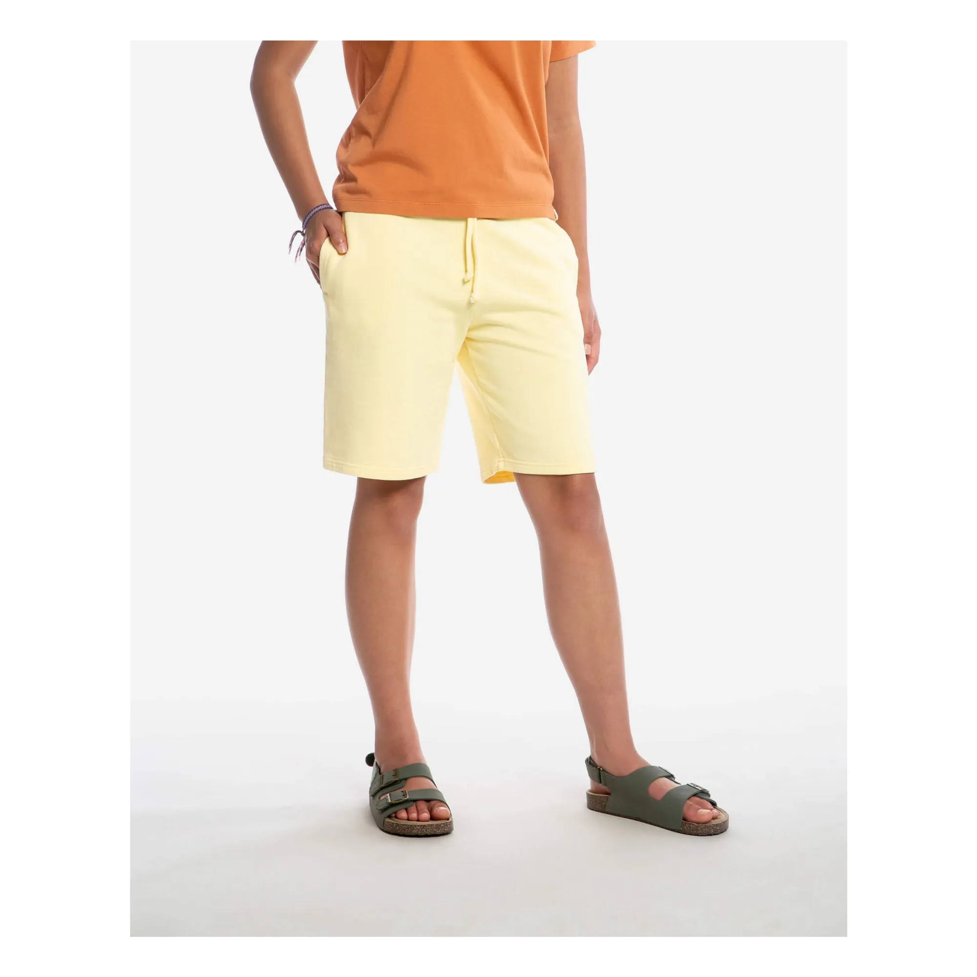 Short Uni Coton Bio | Jaune pâle- Image produit n°1