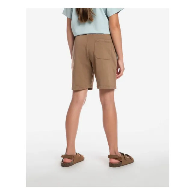 Pantalón corto liso de algodón ecológico | Marrón