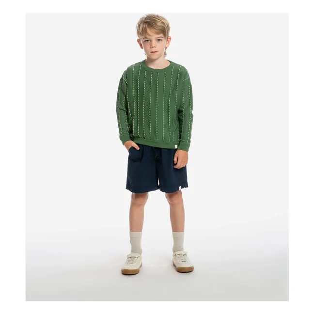 Pull Rayé Coton Bio | Vert