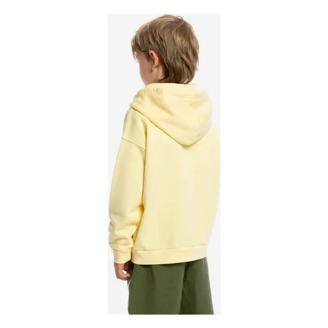 Organic cotton hooded zip sweatshirt | Pale yellow