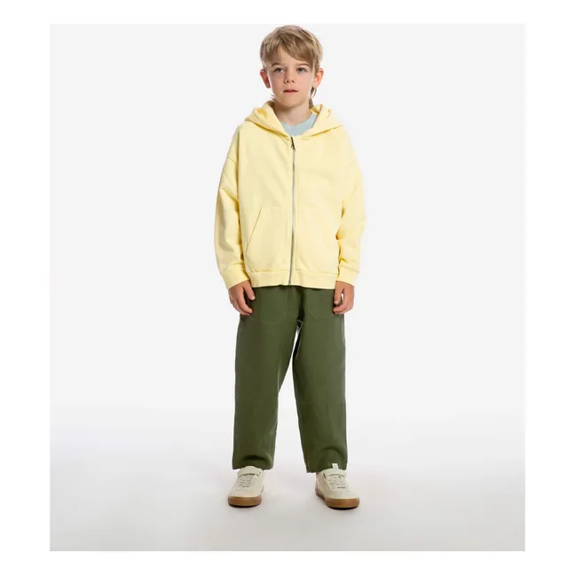 Organic cotton hooded zip sweatshirt | Pale yellow