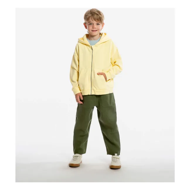 Sweat Zippé Capuche Coton Bio | Jaune pâle