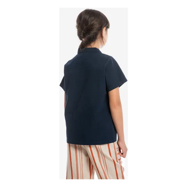 Chemise Unie Coton Bio | Bleu marine