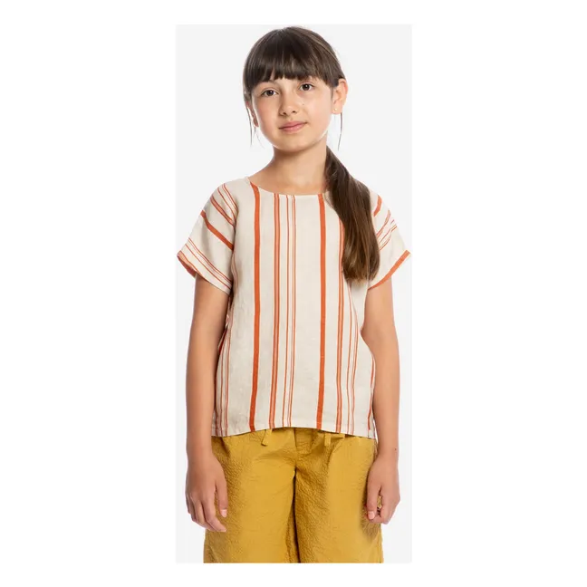 Easy Striped Linen T-shirt | Off white