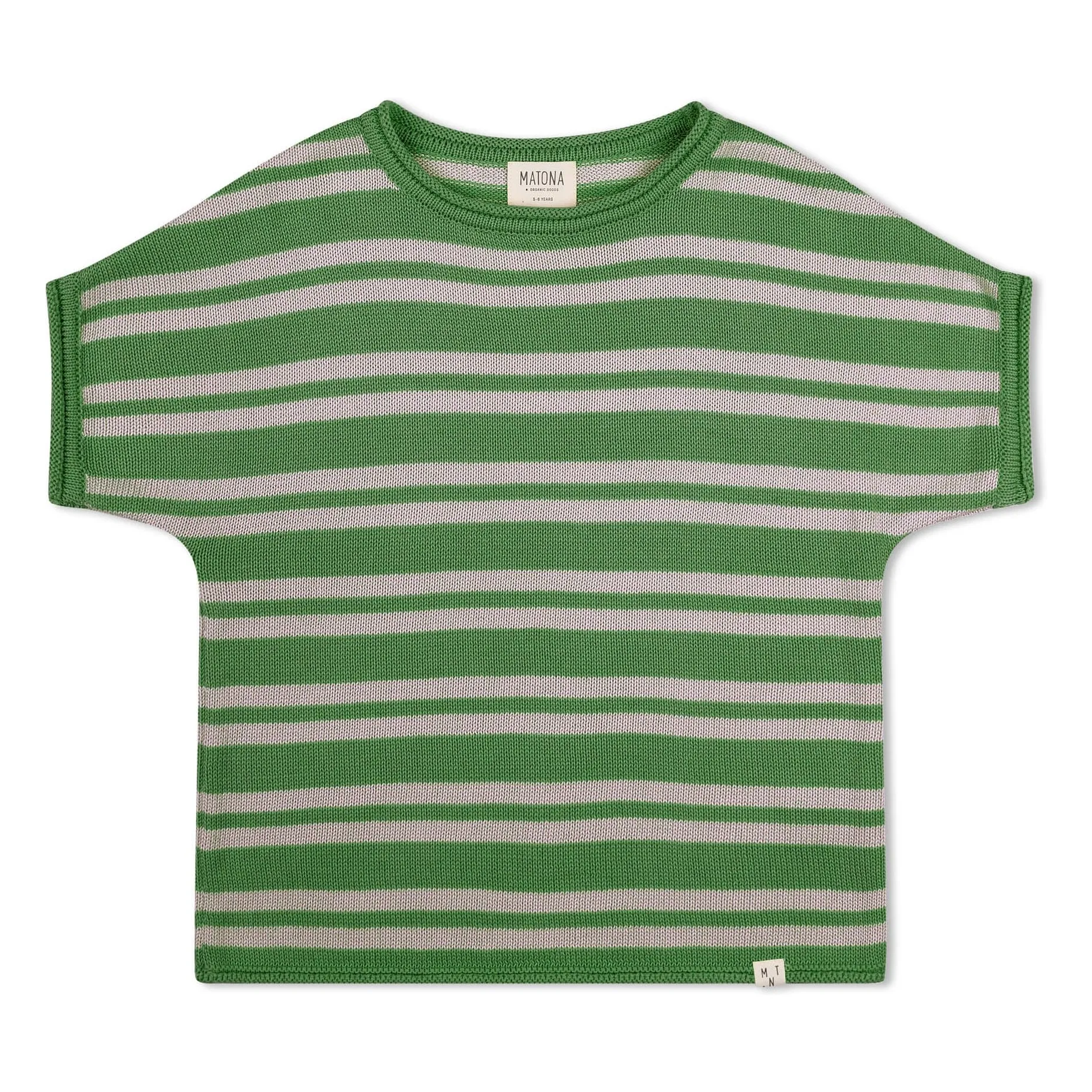 T-shirt Maille Fine Rayé Coton Bio | Vert- Image produit n°0
