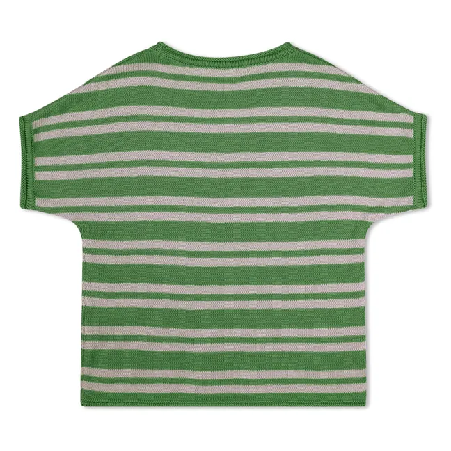 T-shirt Maille Fine Rayé Coton Bio | Vert
