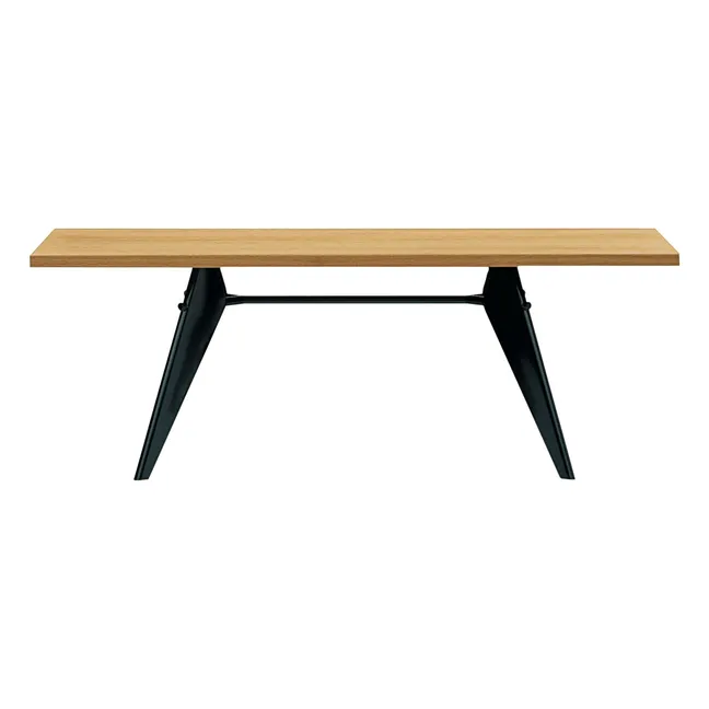 Mesa EM de roble natural aceitado 220x90 cm - base negra - Jean Prouvé | Roble