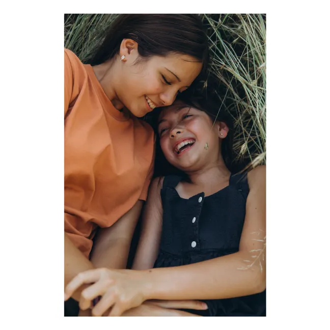 Mi-Long Frill Dress Organic Cotton | Navy blue