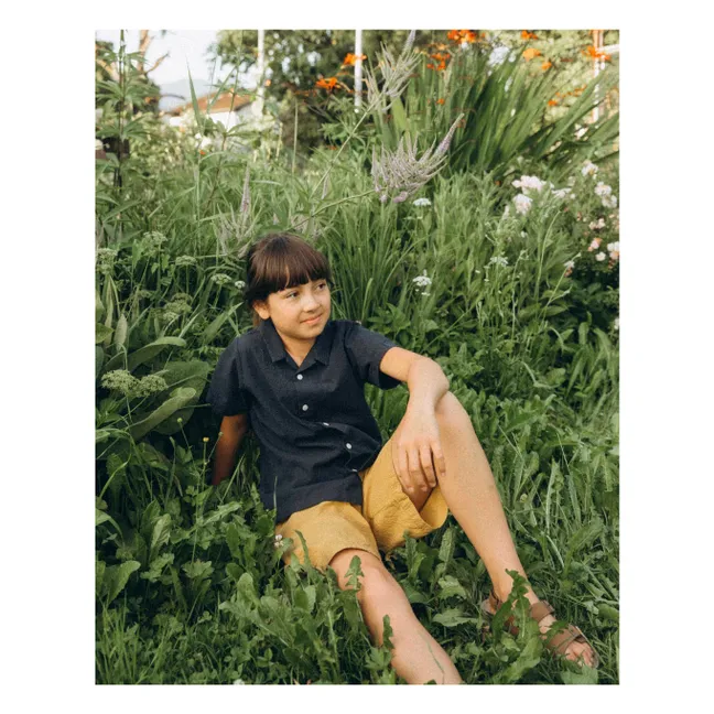 Camisa lisa de algodón ecológico | Azul Marino