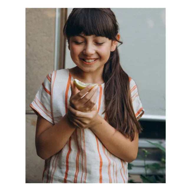 Camiseta Easy Striped de lino | Blanco