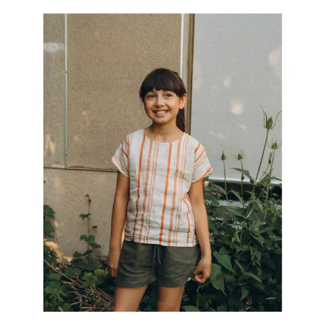 Easy Striped Linen T-shirt | White