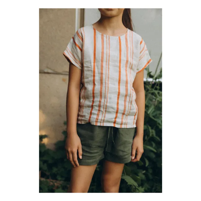 Easy Striped Linen T-shirt | White
