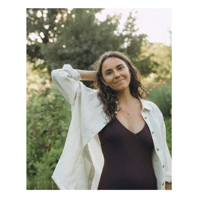 1-piece V-neck jersey Recycled fibers | Aubergine