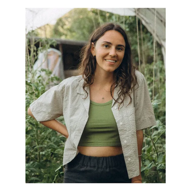Débardeur Uni Crop Coton Bio | Olive