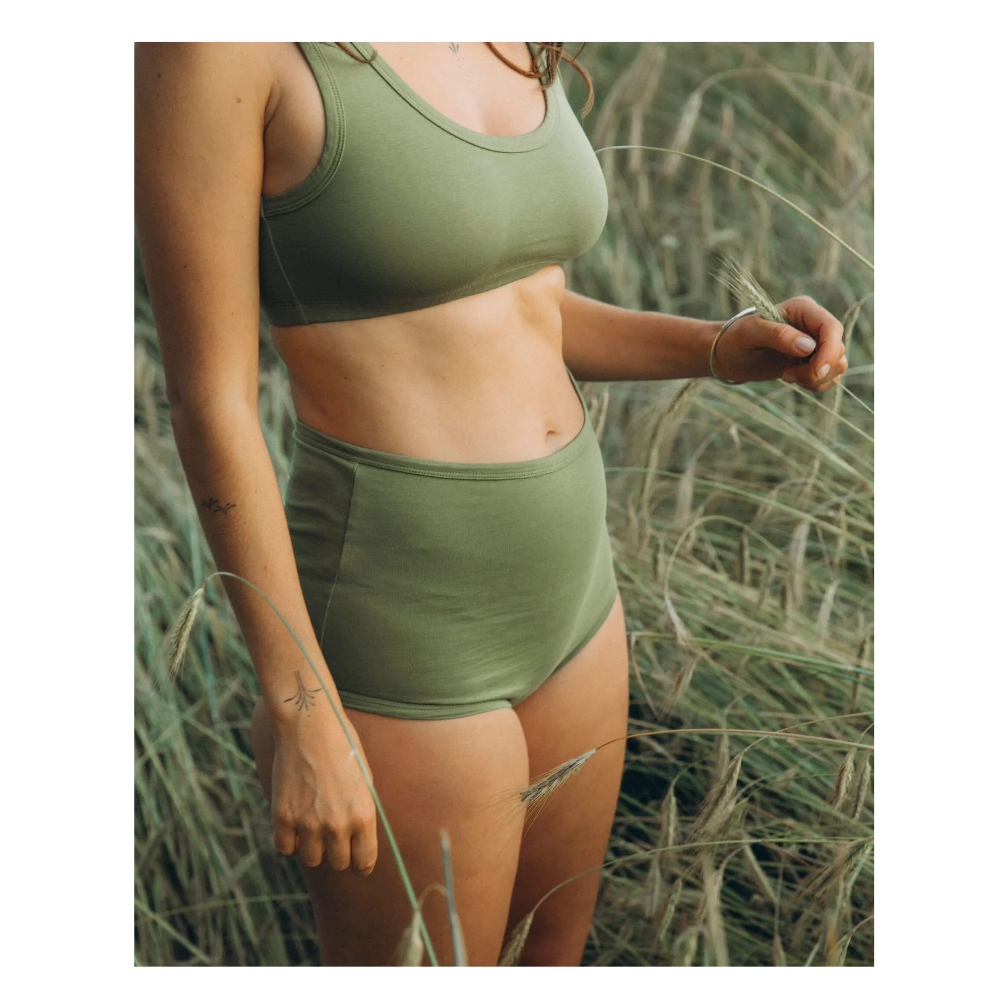 Brassière Unie Coton Bio | Olive- Image produit n°5
