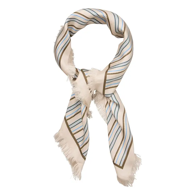 Pañuelo de seda a rayas Scallopia | Crema