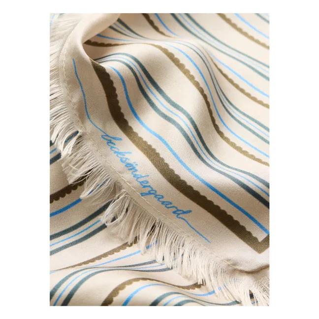 Foulard Scallopia Striped Soie | Crème