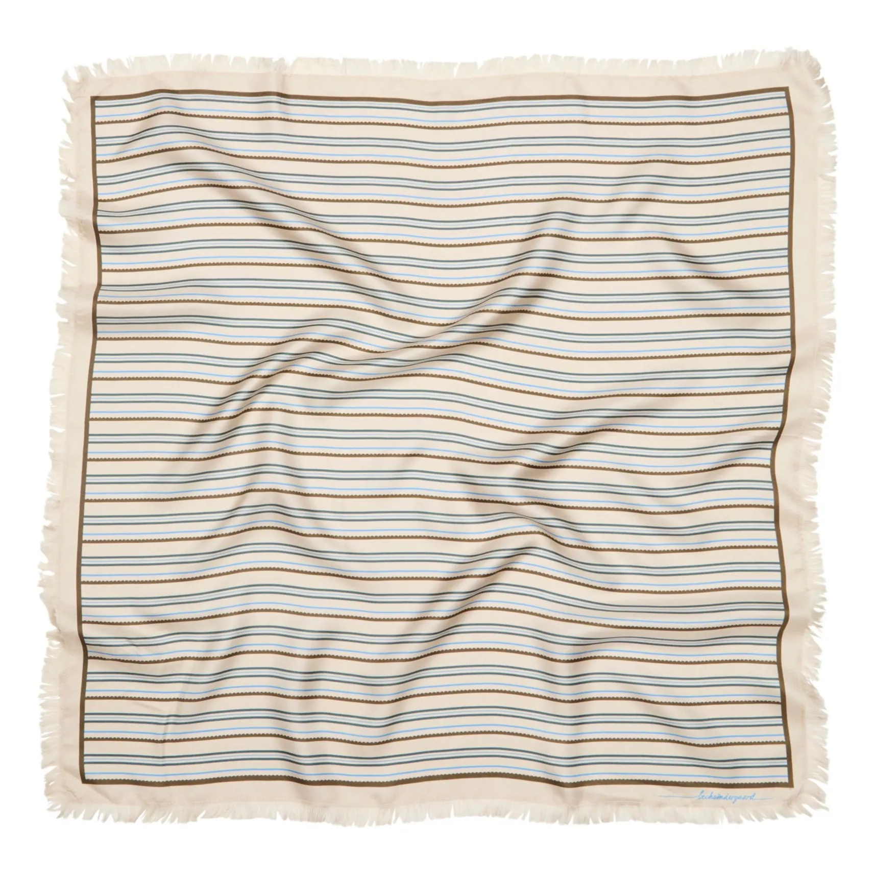Becksöndergaard Cream Scallopia Striped Silk Scarf