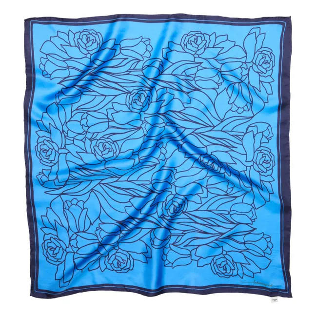 Foulard Stencia Tulip Soie | Bleu