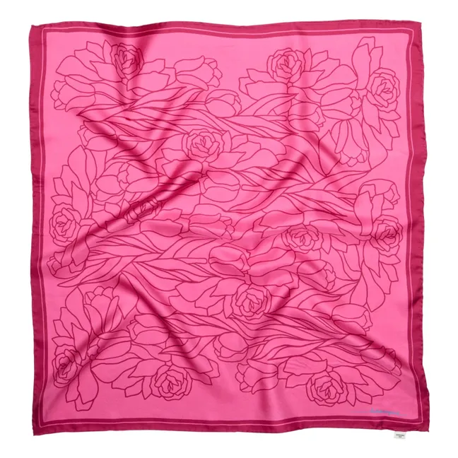 Foulard Stencia Tulip Soie | Rose fluo